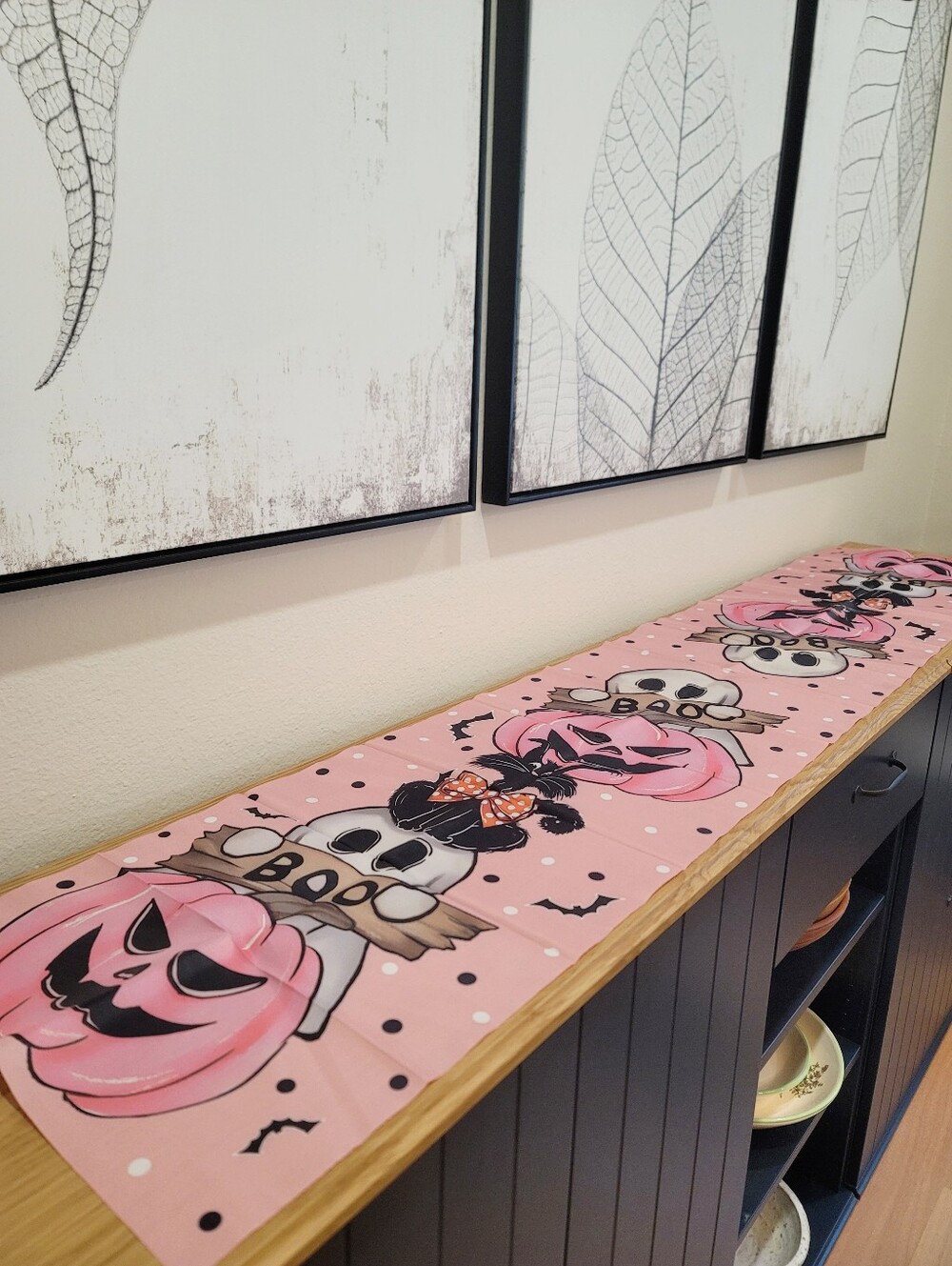 Halloween Pink Pumpkin Ghost Table Runner NWOT